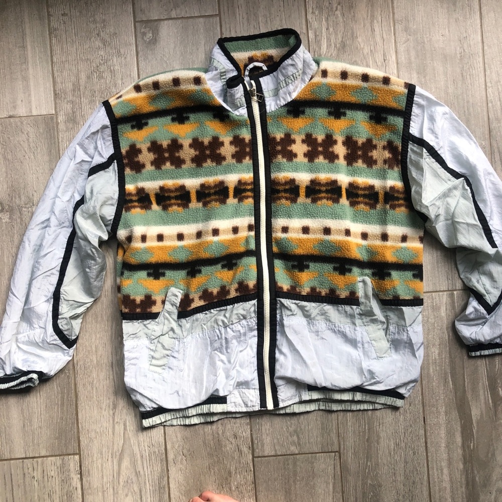 90s Zip Up Fleece Windbreaker - Size Small